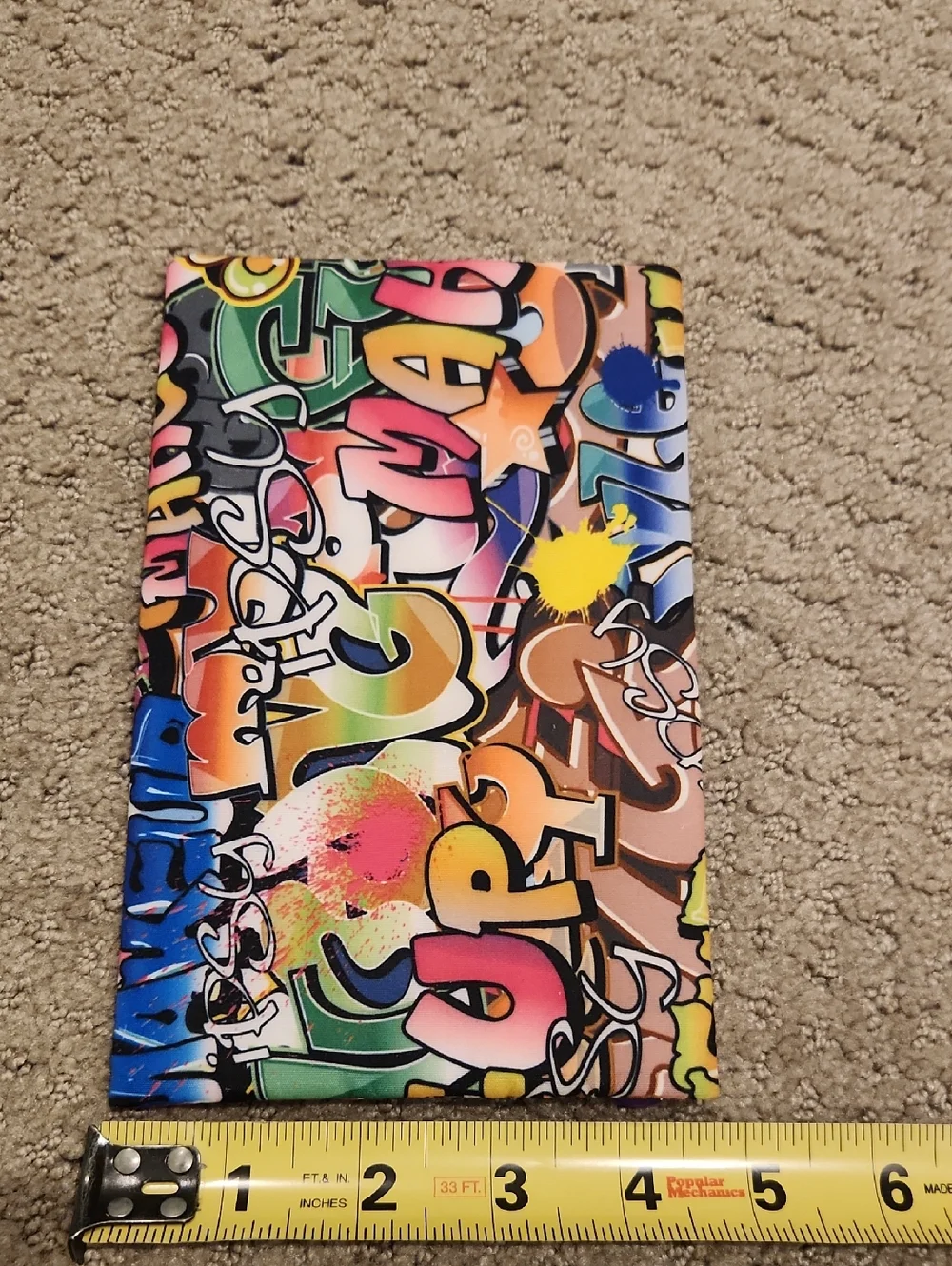 Colorful Graffiti Print Ipsy Zip Pouch with Purple Trim